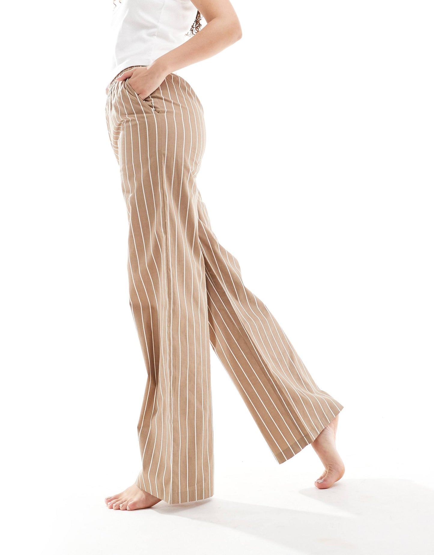 Oversized Cotton Wide Leg Stripe Pyjama Bottoms