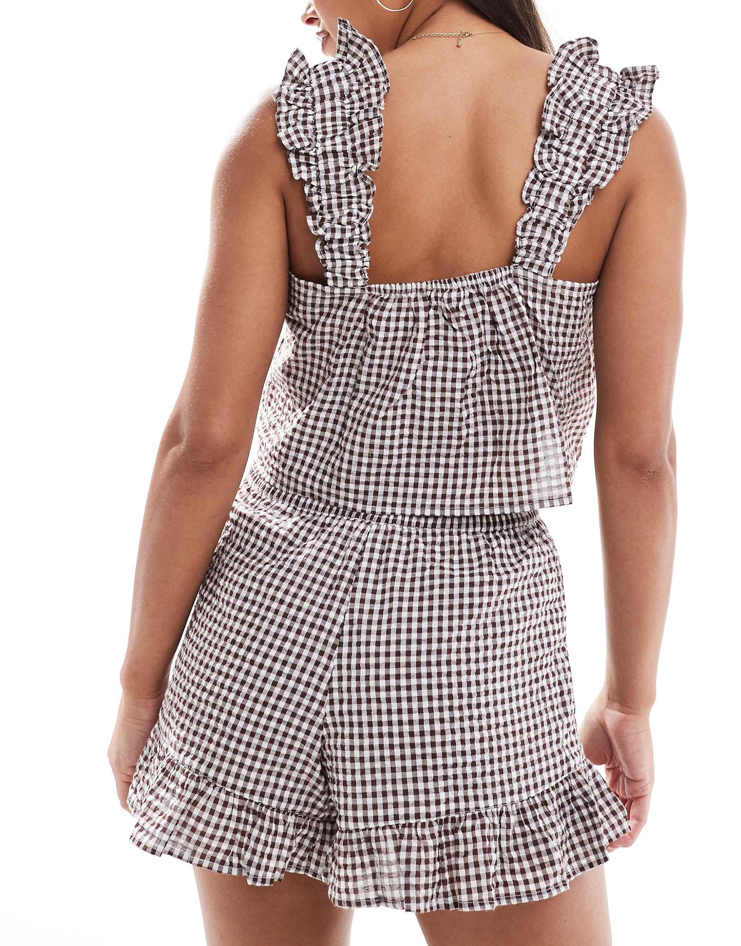 Crinkle Cotton Frill Sleeve Cami And Short Set