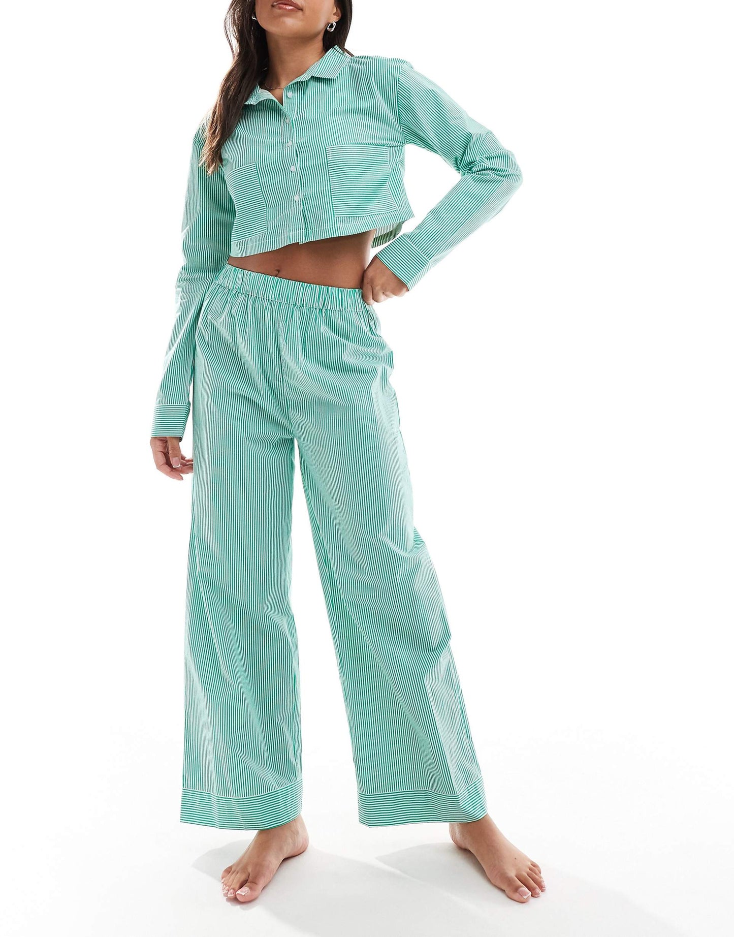 Oversized Cropped Pyjama Shirt Co Ord