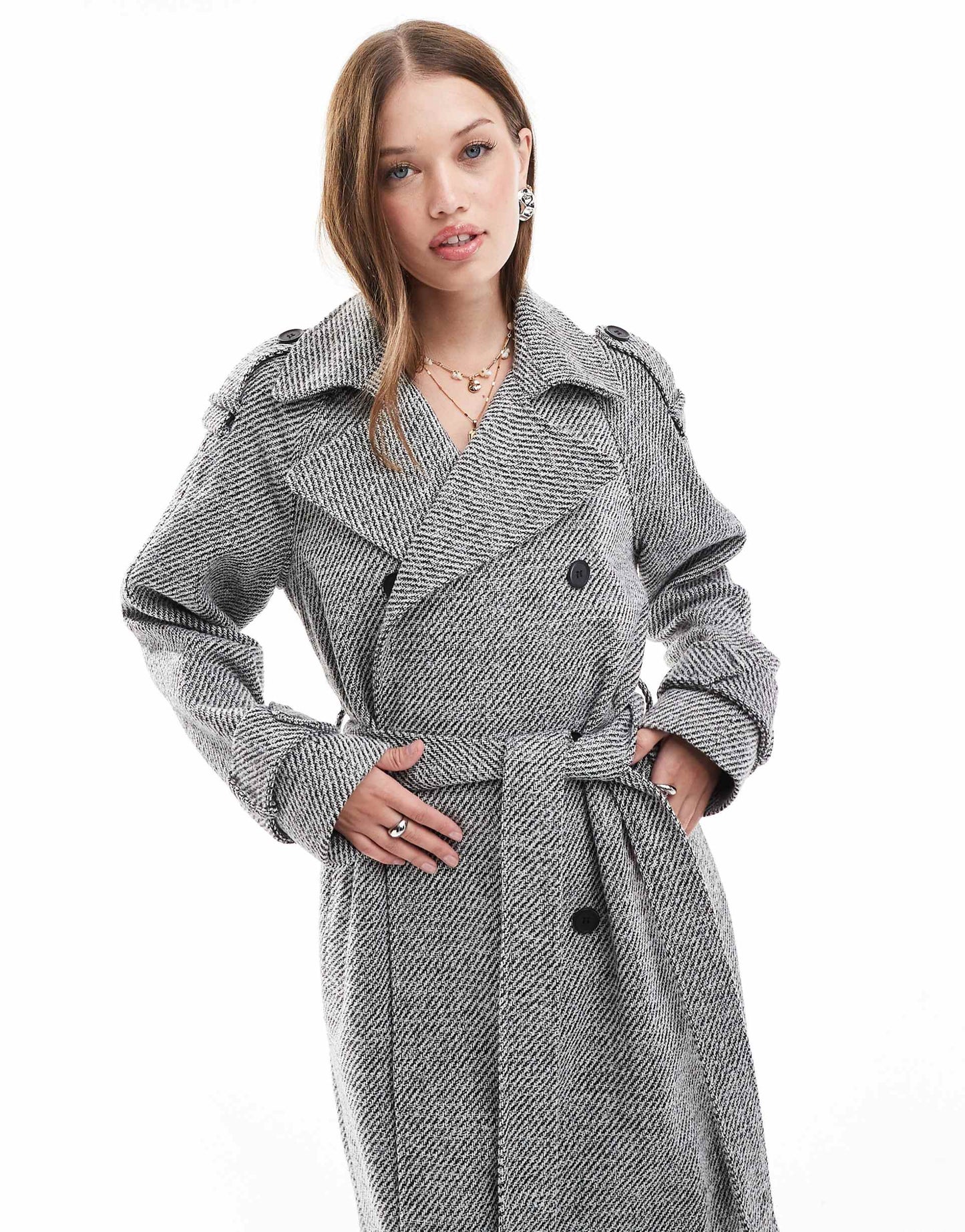 Formal Faux Wool Trench Coat