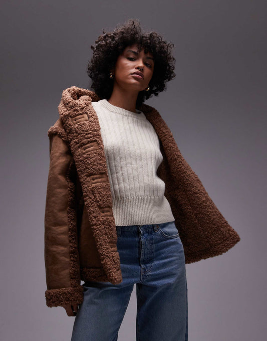 Faux Suede Hooded Jacket