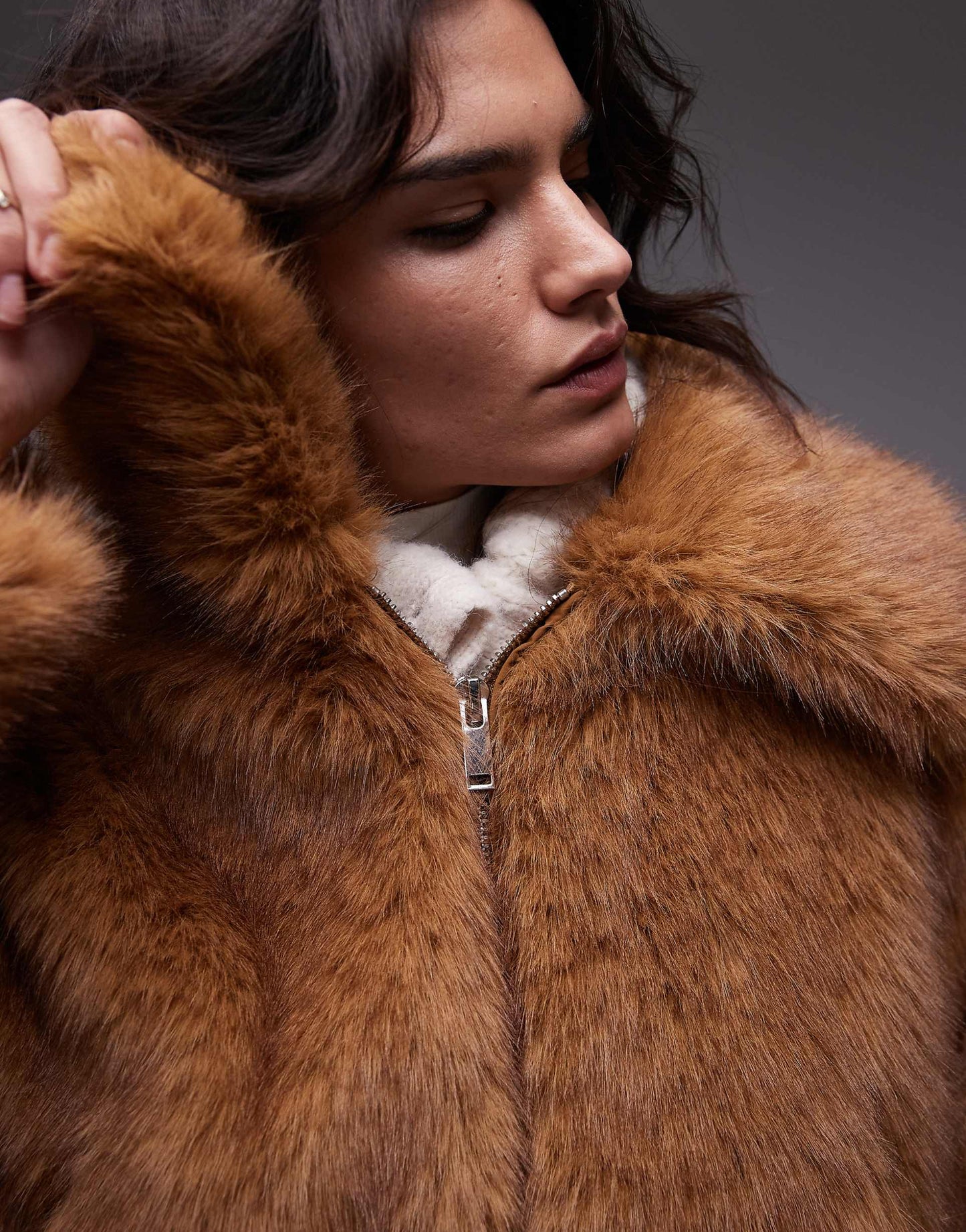 Faux Fur Cropped Bomber Jacket