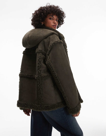 Faux Suede Hooded Jacket