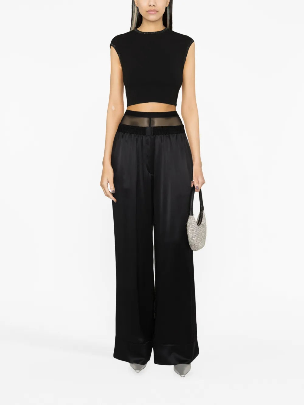 Crystal-Embellished Logo Crop Top