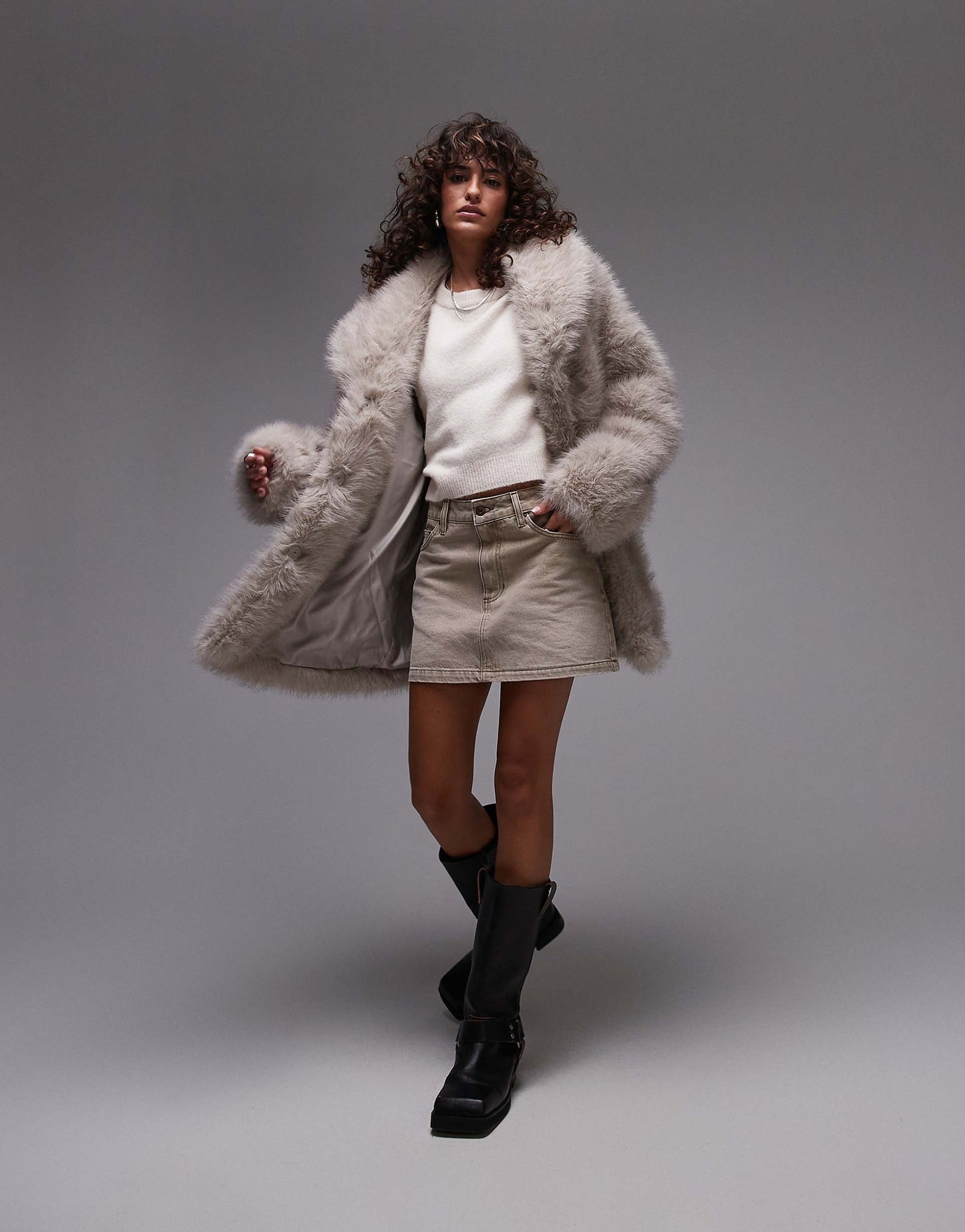 Faux Fur Midi Coat