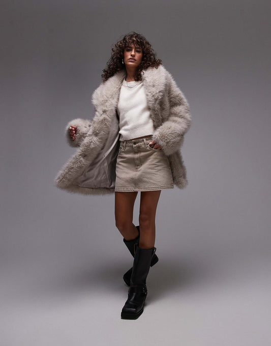 Faux Fur Midi Coat