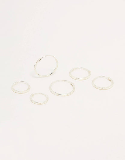 Sterling Silver Graduated Mini Hoop Pack