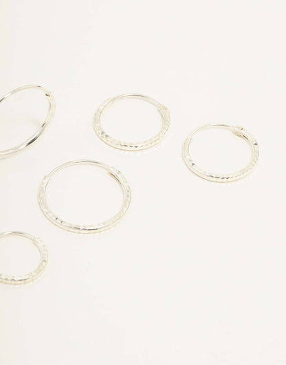 Sterling Silver Graduated Mini Hoop Pack