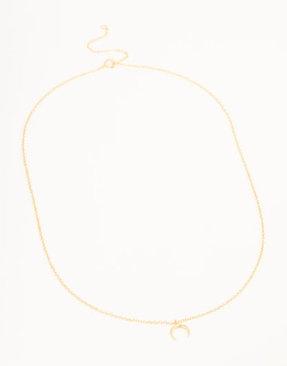 Gold Plated Sterling Silver Crescent Moon Necklace