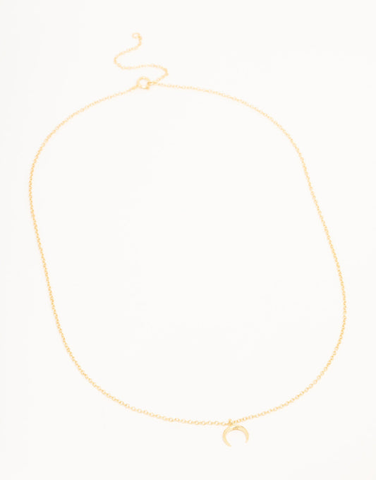 Gold Plated Sterling Silver Crescent Moon Necklace