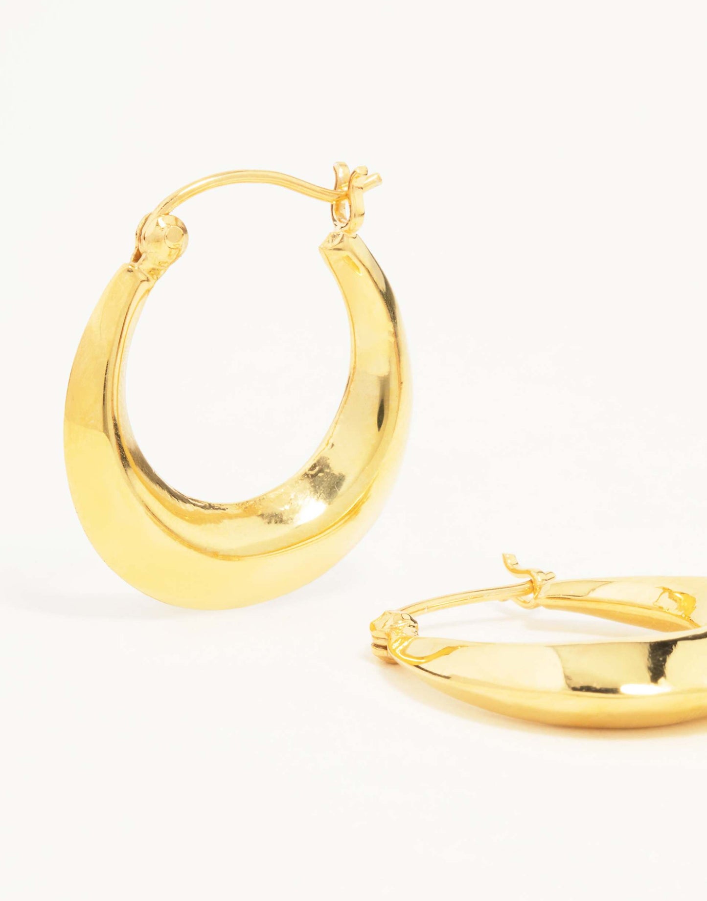 Gold Plated Sterling Silver Flat Edge Hoop Earrings