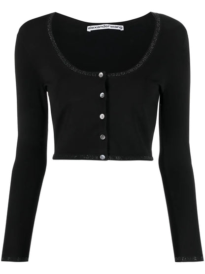 Logo-Trim Cropped Cardigan