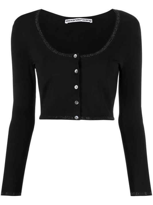 Logo-Trim Cropped Cardigan