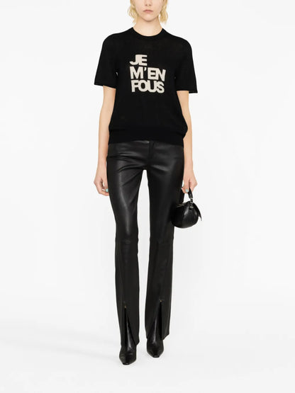 Slogan-Intarsia Cashmere Knitted Top