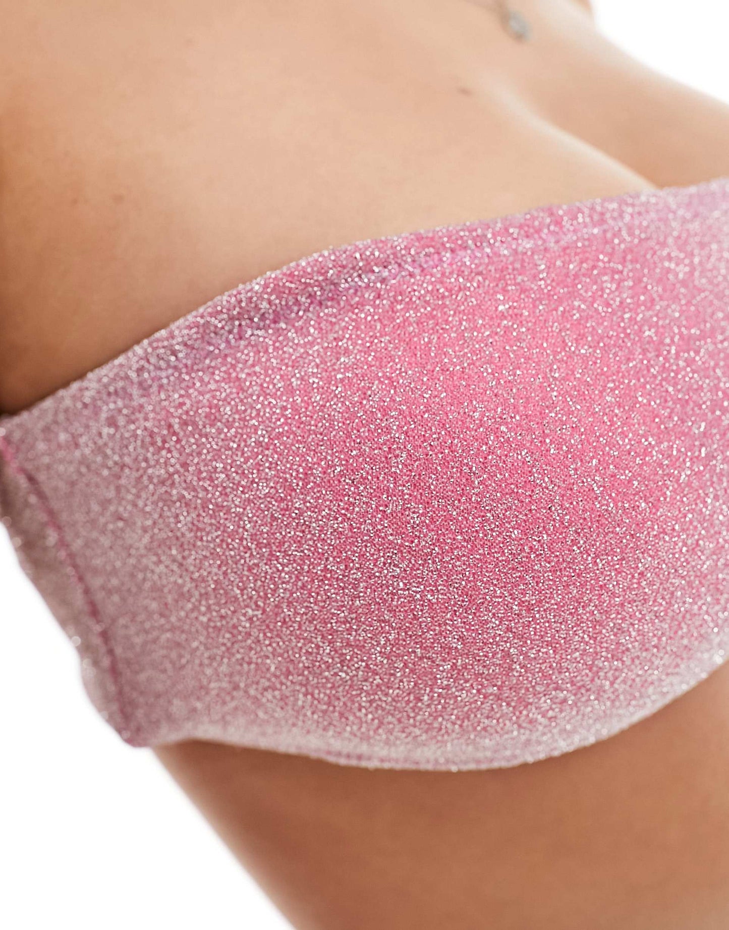 Glitter Bandeau Bikini Top With Removable Cups