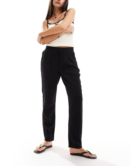 Linen Blend Tapered Trousers