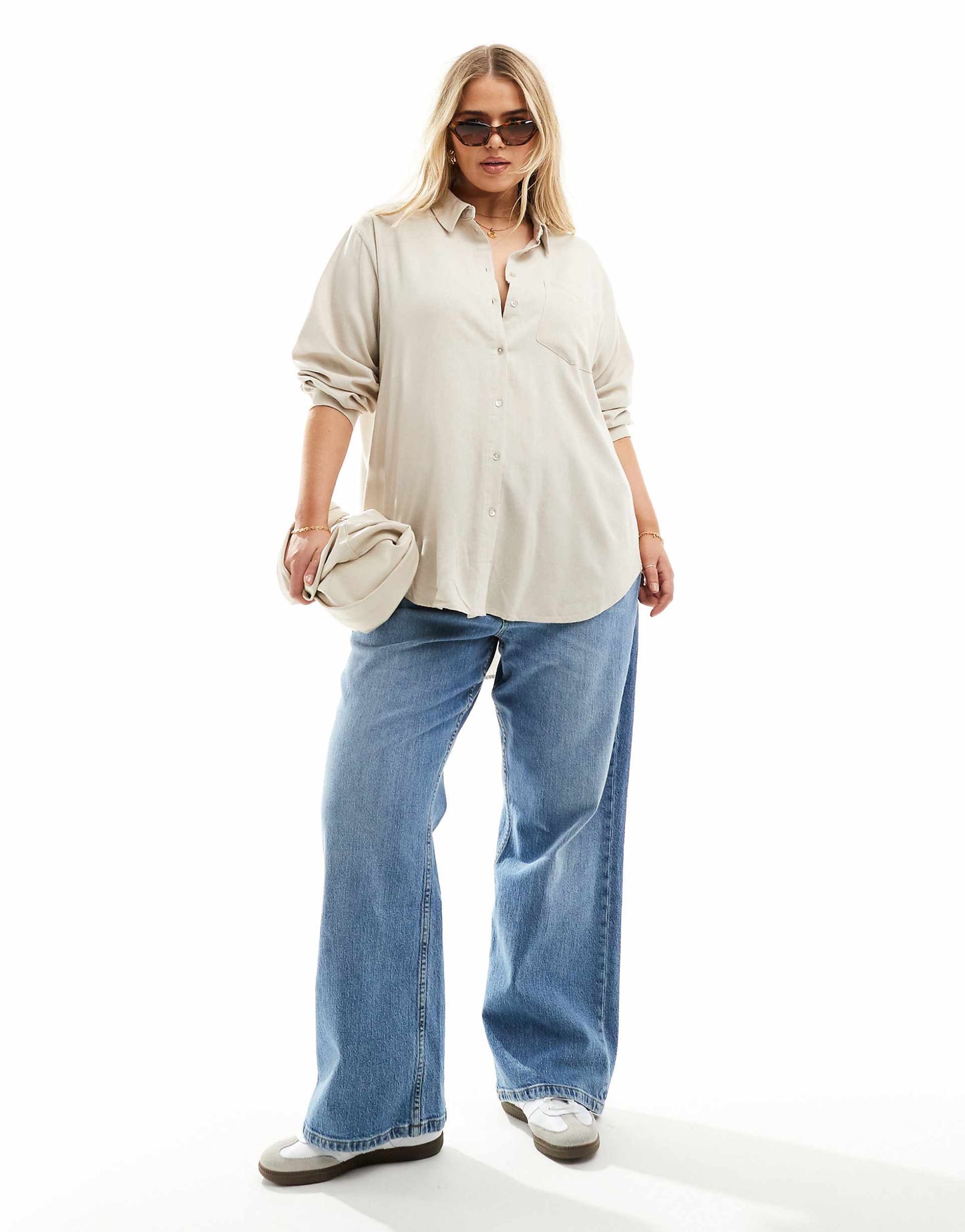 Curve Linen Blend Long Sleeved Shirt