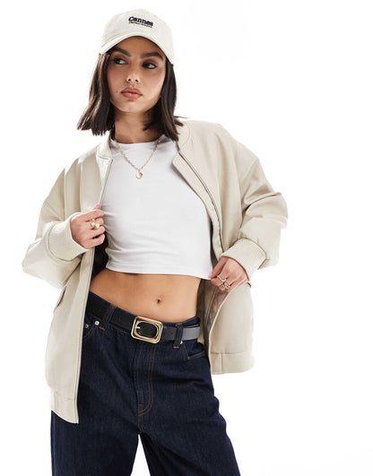 Leather Look Bomber Jacket