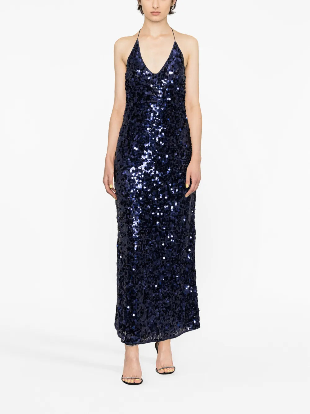 Sequinned Halterneck Sleeveless Dress