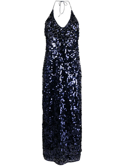 Sequinned Halterneck Sleeveless Dress