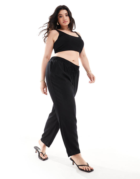 Curve Linen Blend Tapered Trousers