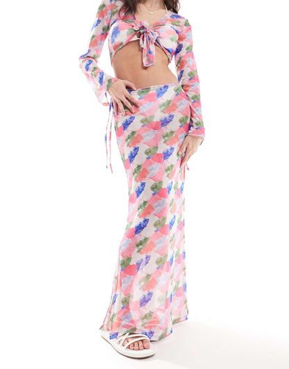 Beach Mesh Maxi Skirt Co-Ord
