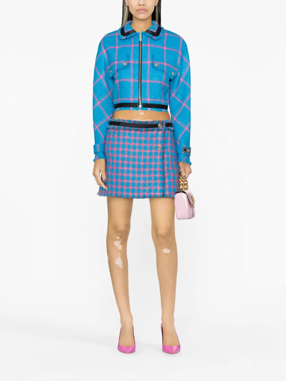 Check-Pattern Tweed Miniskirt
