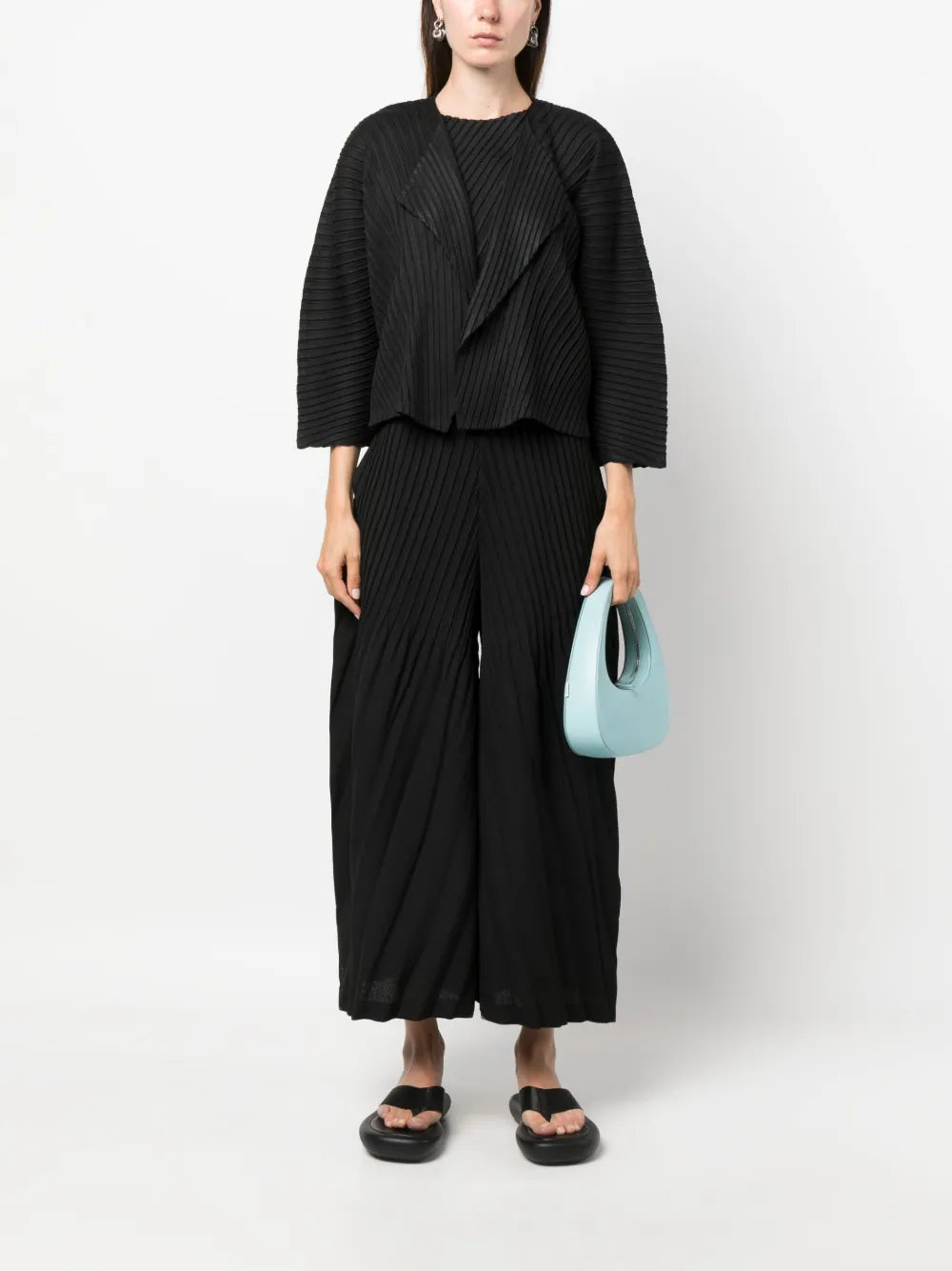 Pleated Three-Quarter Cropped Jacket