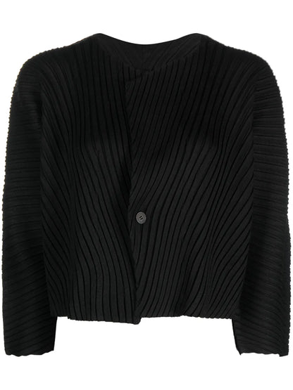 Pleated Three-Quarter Cropped Jacket
