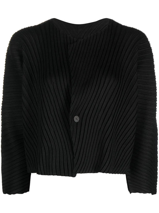 Pleated Three-Quarter Cropped Jacket