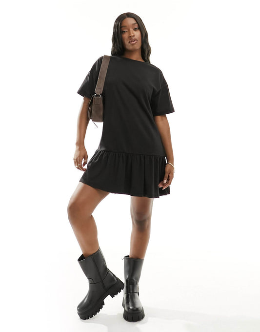 Mini Peplum Hem T-Shirt Dress