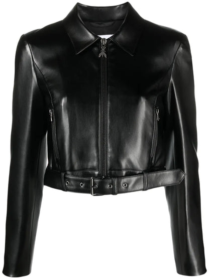 Patent-Finish Cropped Jacket