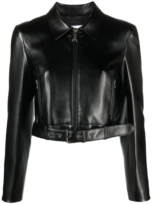 Patent-Finish Cropped Jacket