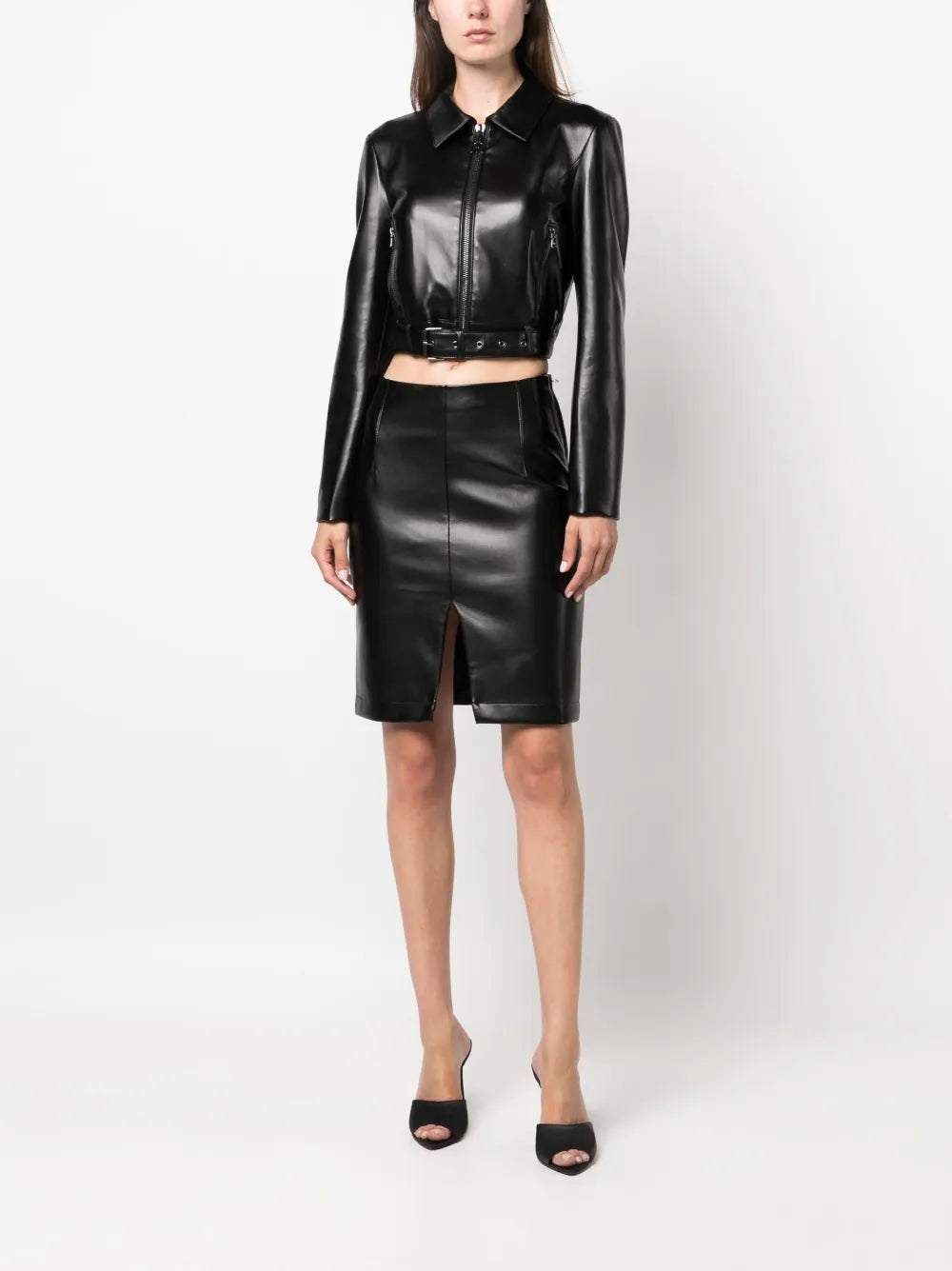 Patent-Finish Cropped Jacket