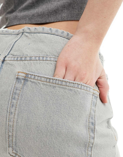 Asymmetric Panel Denim Mini Skirt
