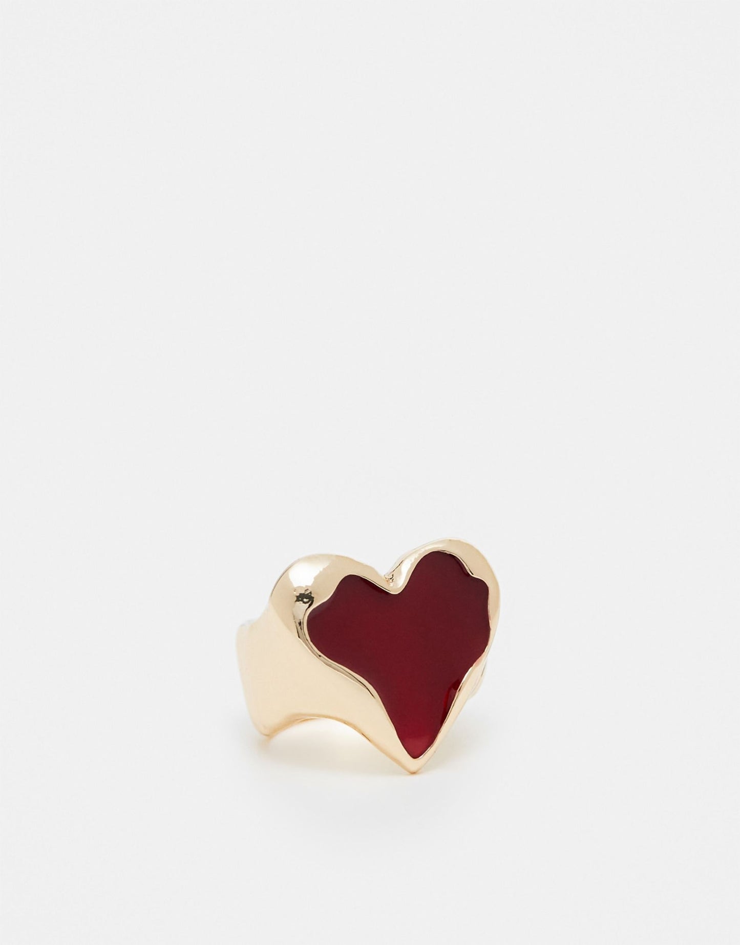 Ring With Red Resin Heart Design