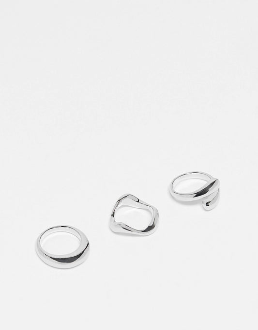 Pack Of 3 Rings With Mixed Minimal Designs