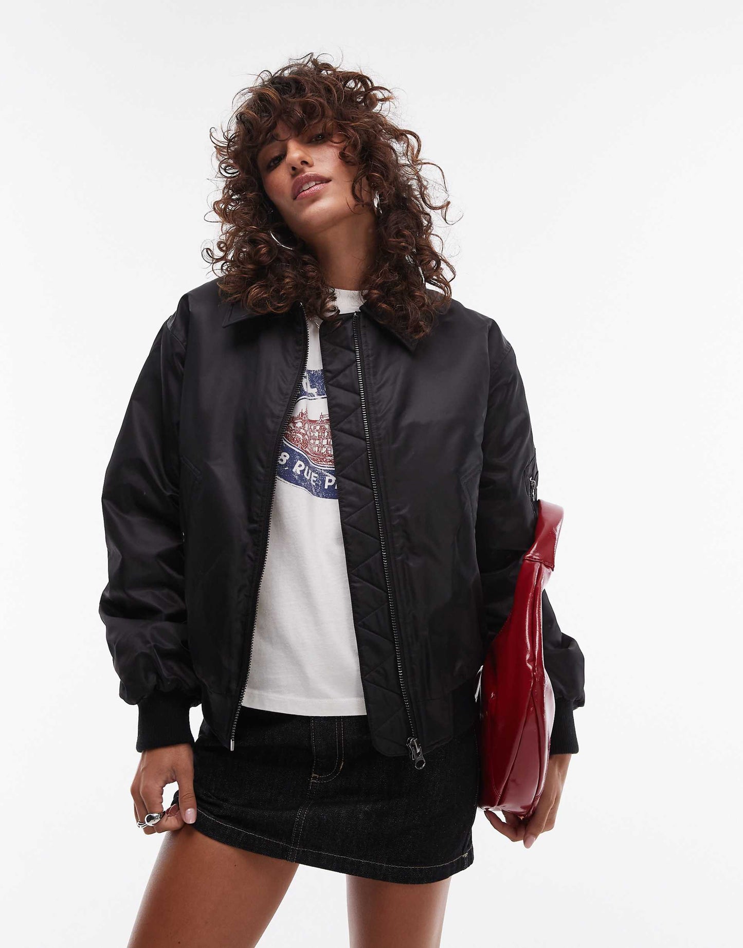 Borg Crop Bomber Jacket
