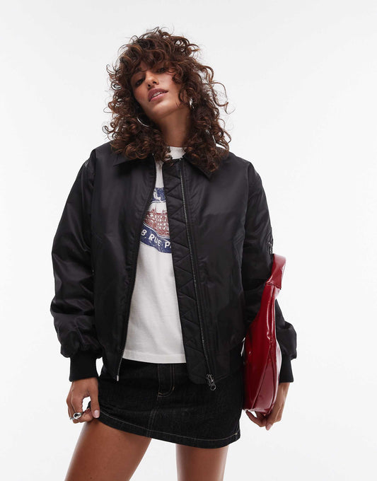 Borg Crop Bomber Jacket