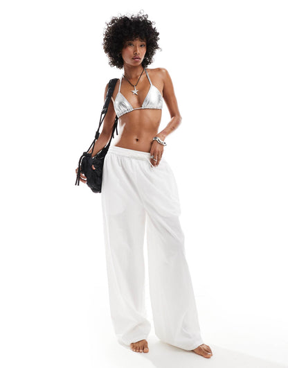 Elastic Waist Linen Beach Trouser