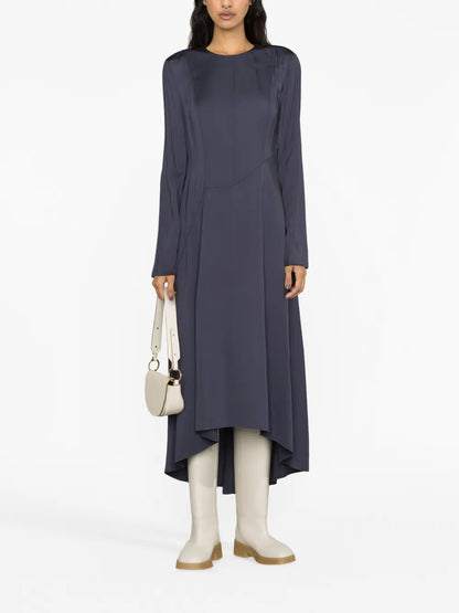 Fluid Asymmetric Crêpe Midi Dress