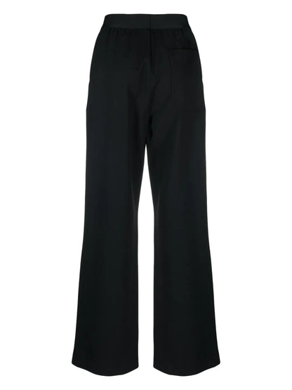 Elasticated-Waist Straight-Leg Trousers