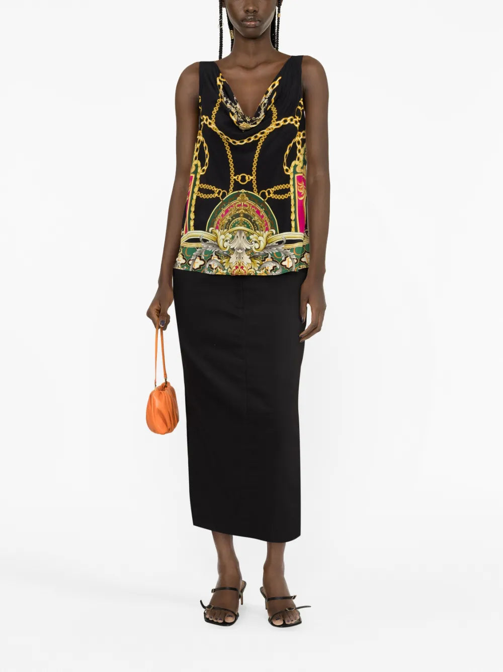 Graphic-Print Silk Top