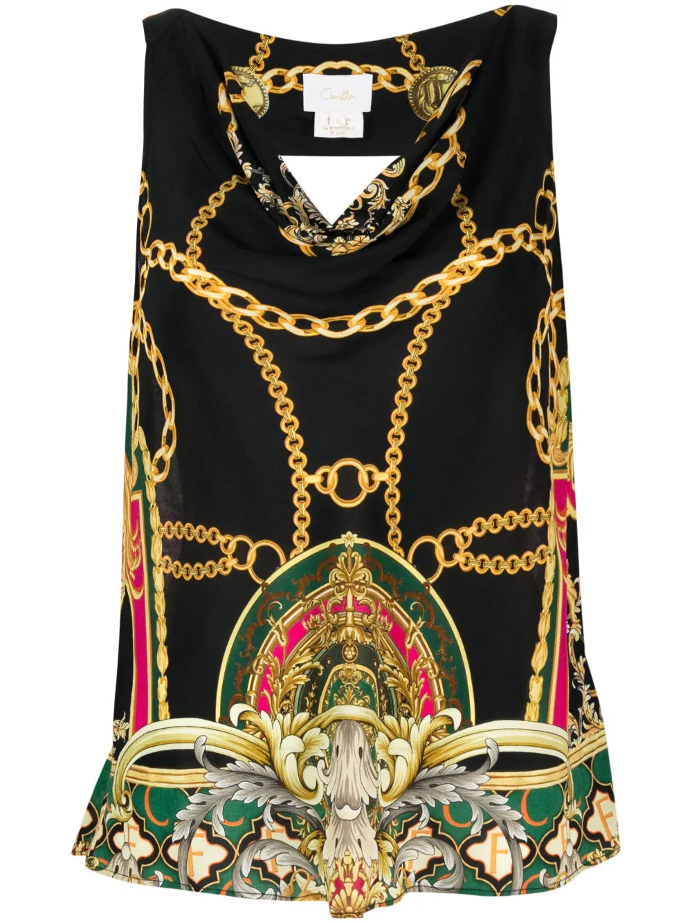 Graphic-Print Silk Top