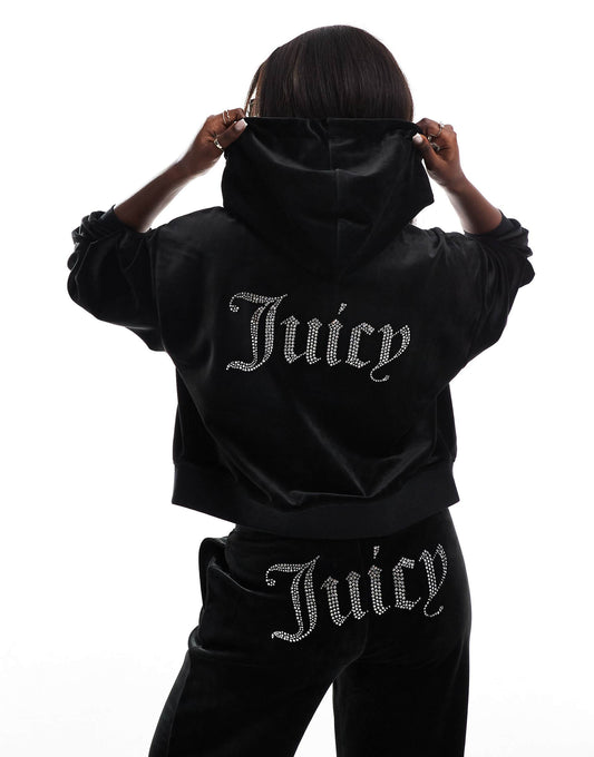 Relaxed Fit Velour Zip Through Hoodie