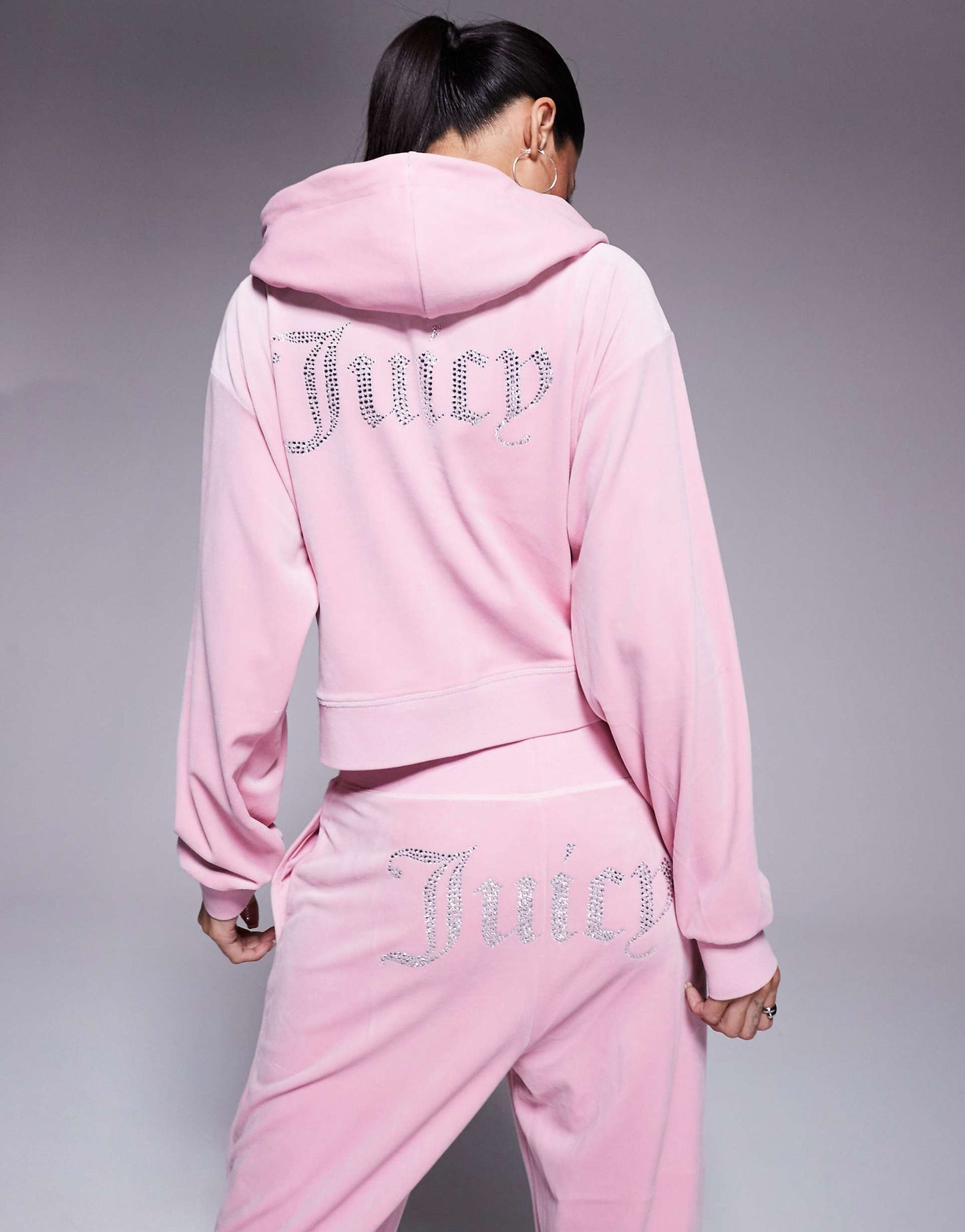 Relaxed Fit Velour Zip Through Hoodie