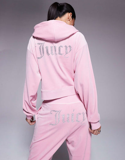 Relaxed Fit Velour Zip Through Hoodie