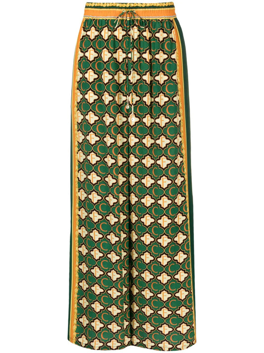 Jealousy And Jewels Printed Silk Palazzo Trousers