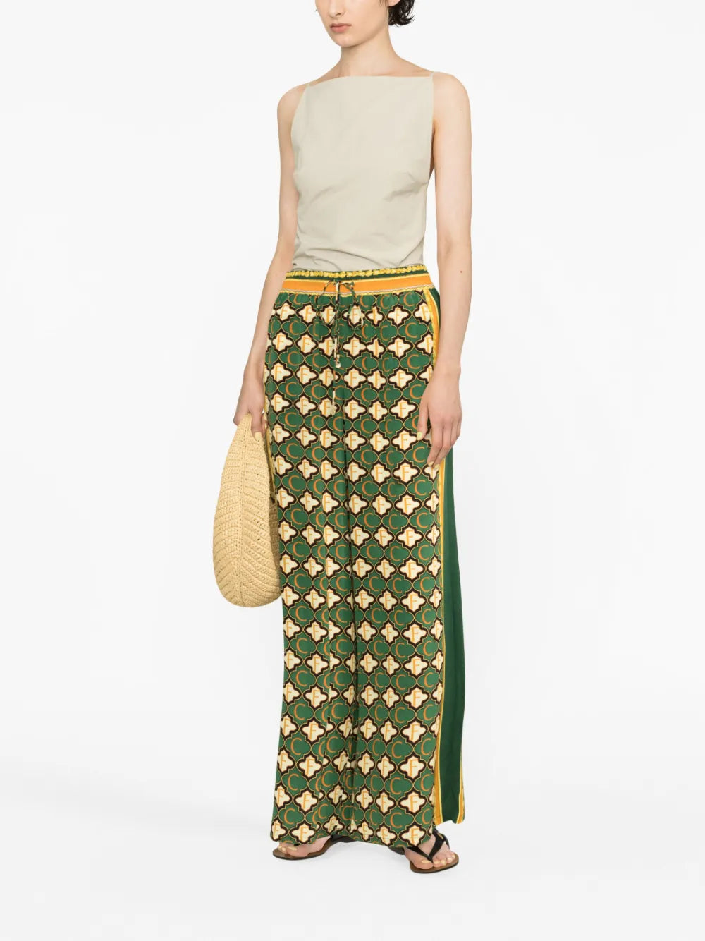 Jealousy And Jewels Printed Silk Palazzo Trousers