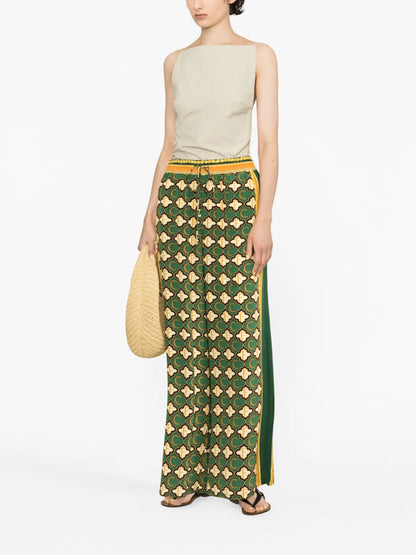 Jealousy And Jewels Printed Silk Palazzo Trousers